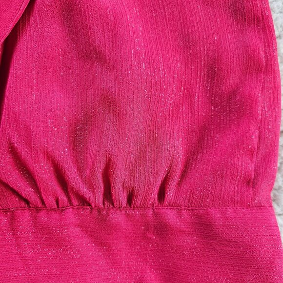 Bebe Top Shimmery Pink Fabric L Crisscross Halter-Style Sleeveless - Picture 7 of 7